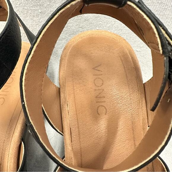 Vionic Faye black leather t strap closed toe clog US Size 9 Euro 41 - Picture 6 of 15